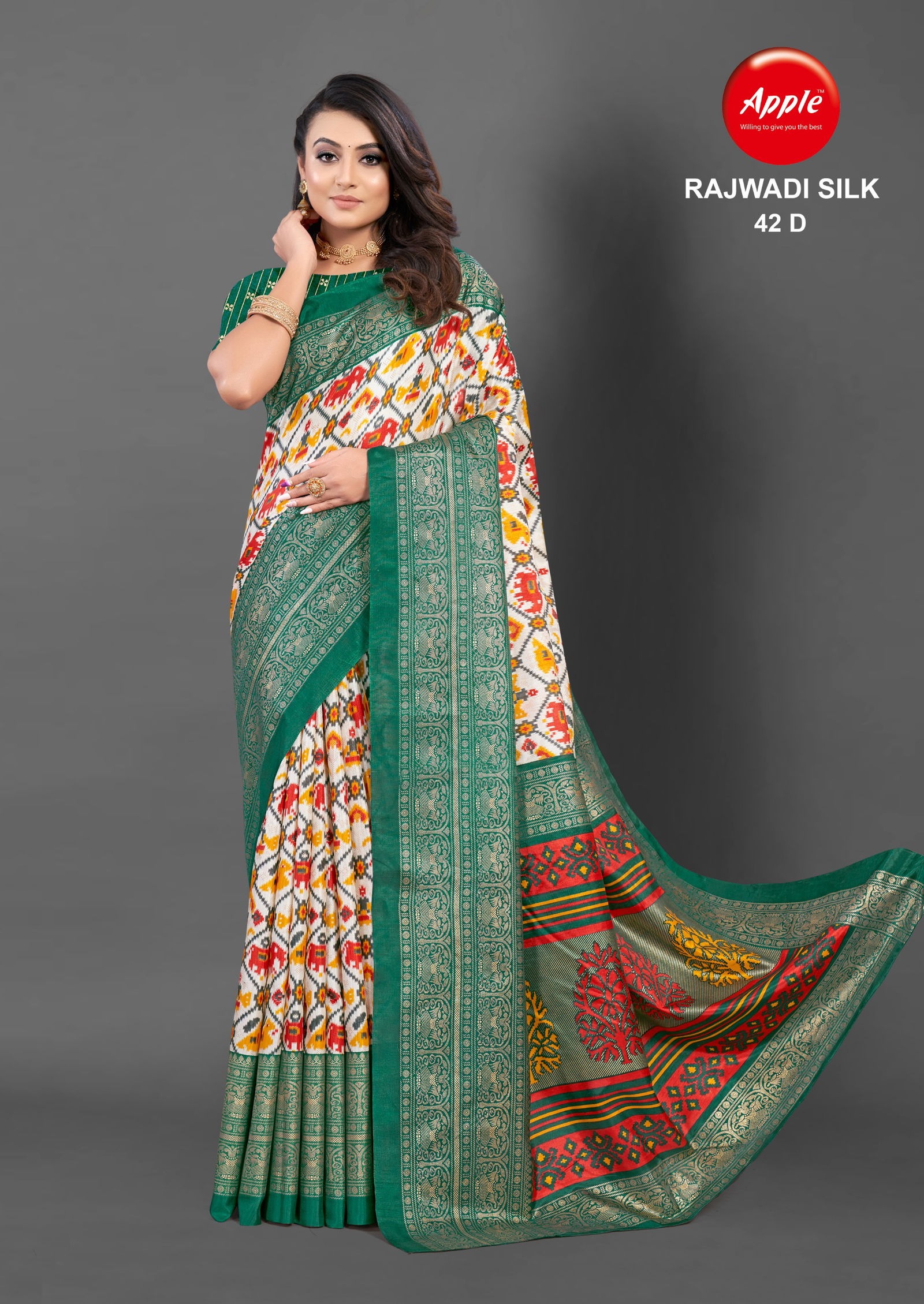 Rajwadi Silk 42 By Apple Dola Silk Printed Sarees Wholesale Market In Surat

